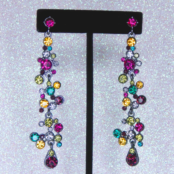 Multi Jewel colored Drop earrings - Picture 1 of 1